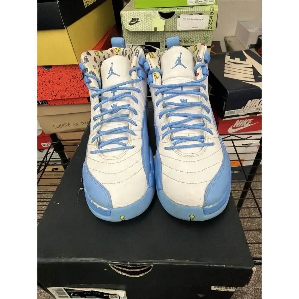 Jordan Air Jordan 12 Retro GS White/Blue/Yellow High Top 7Y DQ4365-114 BB